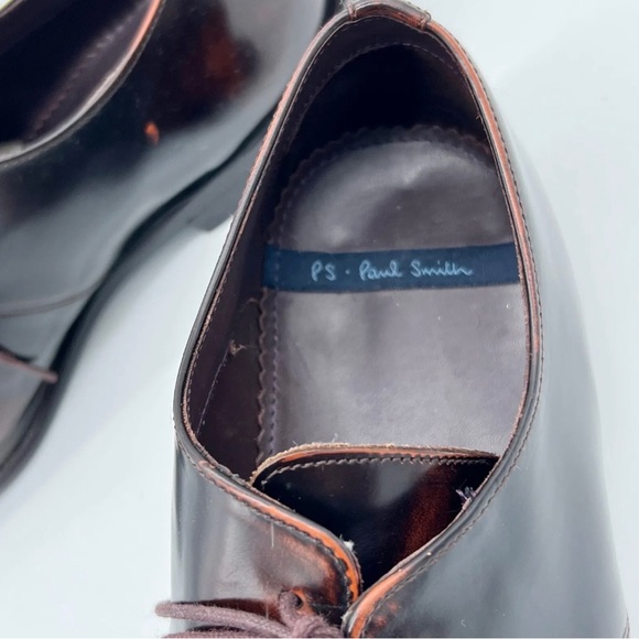 Paul Smith Dark Brown Leather Square Toe Lace Up Brogue Dress Shoes UK Size 9 - Picture 8 of 10